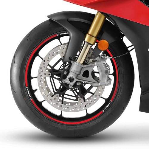 LABELBIKE Motorrad Aufkleber Felgen Räder 17 Honda | Streifen, Felgen, Tuning-Kit, Dekoration, offiziell lizenziertes Rot