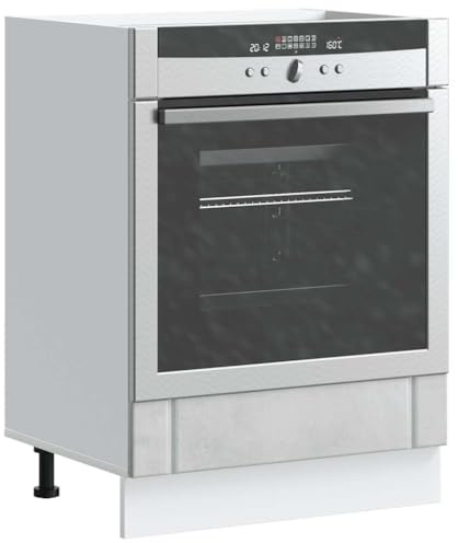 Myheimly Küchenschrank Küchenzeile,Küchenmöbel Einbauküche Schrank,Holzwerkstoff Schrank,Betongrau,Herdumbauschrank 60 cm,60 x 46 x 81.5 cm