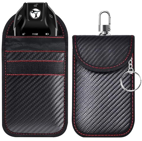 EGEKTBH Faraday Pouch for Car keys, 2 Pack Car Key Signal blocking Case - RFID Car Key Signal Blocker Bag for Car Security, Anti-theft Remote Entry Keyless Protect