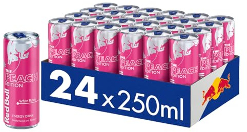 Red Bull Energy Drink White Peach Peach Edition | beinhaltet Koffein, Taurin, B-Vitamine, Zucker und Wasser, 250 ml, 24-Pack