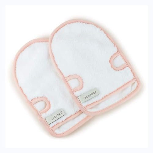 Waschies Waschhandschuhe – 2er-Set Rosa/Weiß – sanfte Ganzkörperreinigung – waschbar, wiederverwendbar, nachhaltig & hypoallergen - geeignet für alle Hauttypen und Links/Rechtshänder
