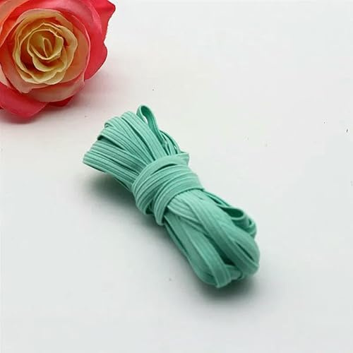 Banda elástica de goma de 3,0 mm y 6 mm, color plano, alta elasticidad, para decoración de ropa, 5 m, 10 m, verde claro, 3,0 mm, 5 m
