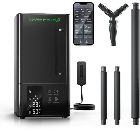 MARS HYDRO Plant Humidifier 6L,with Adjustable Humidity,Timer-Function,Ultrasonic Precise and Silent Operation,No-Leak Seal for Grow Tent,Indoor Planting,Greenhouse,Bedroom