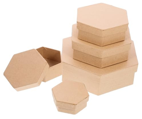 Mikinona Kraftpapier Geschenkbox 5 Stück Sechseckige Karton Aufbewahrungsbox Mit Deckel Für Süßigkeiten Schmuck Kosmetik Selbstgemacht Verpackung Für Hochzeiten Und Party