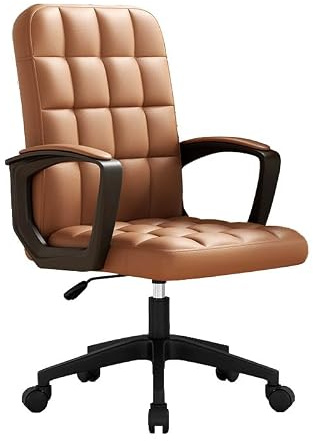 Future Warrior Leder Ergonomische Schreibtischstuhl-Bürostuhl, 360 ° Schwenk Mit Hoher Dichte, Höhepunkt, Höhe Einstellbarer Task-Stuhl, Verstellbarer Eitelkeitsstuhl Mit Armlehne (Braun)