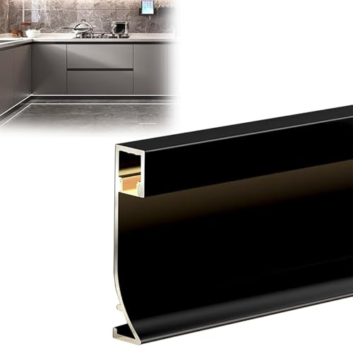Corniche LED Plafond Plinthes LED Modernes, Bandes LED Apparentes, Profilés en Aluminium, Moulures de Couronnement LED Décoratives pour Plinthes(Black,17.5m(57.4ft))