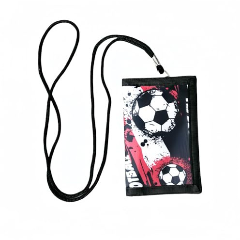 Football Boys Wallet,Wallets for Boys Football Gifts,Neck Wallets with Lanyard, Zippered Wallet for Teenage Boy,B/oys Wall/ets for Teenagers,Football Fan Wa/llets, Teen Wa/llet,B/oys Purse(Red)