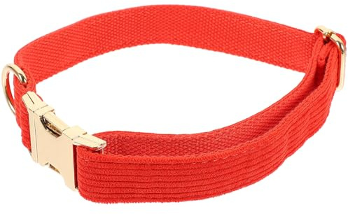 Artibetter Atmungsaktives Stoff Hundehalsband mit Verstellbarer Metallschnalle für Große Hunde Einfaches und Bequemes Haustier Halsband in Rot für Alltag
