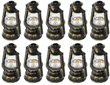 Toyvian 10 Stück Miniatur-petroleumlampen-ornamente, Vintage-laternenlicht-dekorationen für Weihnachtsbaum, Halloween, Puppenhaus, Kleine Hängende Öllampen