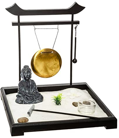 ATMOSPHERA CREATEUR D'INTERIEUR Jardín Zen Tori Tal y como se ve en la Imagen, el Set Incluye: Piedras, 1 Porta Velas, 1 Gong, Arena, Negro, L. 26 x l. 26 x H. 26 cm