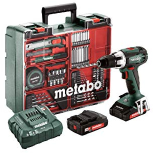 Metabo 602102600 Akkuschrauber BS 18 LT Set 18V - inkl. 2 CAS Li-Power-Akkupacks(18V/2,0Ah); Ladegerät; Zubehör-Set; Transportkoffer