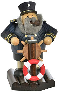 KWO Smoking Man Figurine, Captain, 20 cm, Wood, Multicolour, One Size