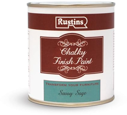 RUSTINS Chalky Finish Furniture Paint – Matte Vintage Chalk Paint for Wood & Cabinets – Easy Apply, Quick Dry, High Coverage – Ideal for Upcycling Furniture -Sage 500ml