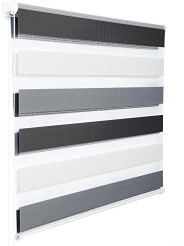 WOLTU Doppelrollo Klemmfix ohne Bohren Weiß+Grau+Anthrazit B100 x H150 cm, Duo Rollo lichtdurchlässig Fensterrollo für innen verdunkelnd, Zebrarollo mit Kettenzug - Seitenzugrollo für Fenster und Tür