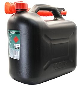 Fuel Can 10L Litre Petrol Black Canister Plastic Lawn Mower Jerry Flexible Spout