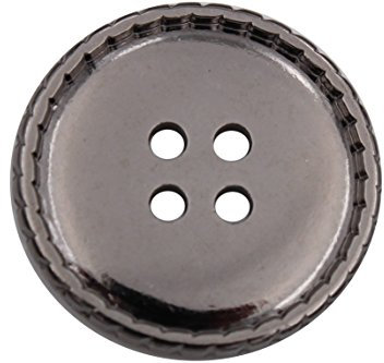 10 Stück Knöpfe dunkel silber glänzend 4 Loch Metallknöpfe rund mit geriffeltem Rand in 4 Größen flach (23mm)