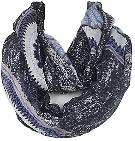 XXL LOOP SCHAL SCHLAUCHSCHAL RUNDSCHAL HALSTUCH AUSWAHL HERBST WINTER 2018-2019 (Trend Muster Schwarz Weiß Lila)