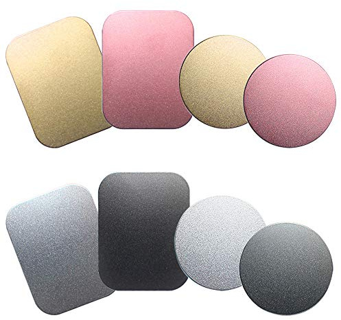 SENHAI 8 st bilhållare telefonhållare metallplatta med magnetiskt lim montering utan vagga, 4 rektangulära och 4 runda - svart, silver, guld, rosa röd