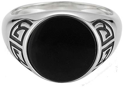 cai Herren Ring 925/- Sterling Silber Glänzend Onyx weiß 274270121