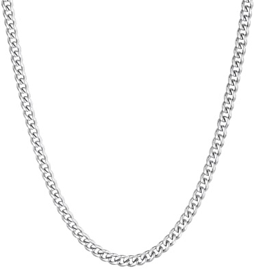 ChainsHouse Halskette für Herren Damen Edelstahl Panzerkette 3/6/9/12mm breit Kubanische Kette Männer Silber/Schwarz/Gold Gliederkette Hip Hop Kette Schmuck für Geburtstag Vatertag, Länge 36-76cm