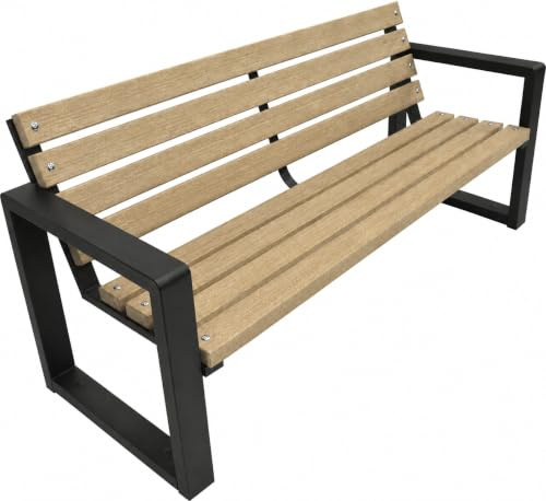 Primario Grande Gartenbank Holz mit Rückenlehne, 125 cm - Helle Eiche | Massives Fichtenholz & pulverbeschichteter Stahl, bis 500 kg, wetterfest, Sitzbank für Garten, Terrasse & Park, Grande