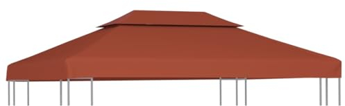 vidaXL Pavillondach 2-Stufig Pavillon Partyzelt Gartenzelt Dachplane Ersatzdach Ersatz Dach Plane Pavillonplane 310g/m² 4x3m Terrakotta