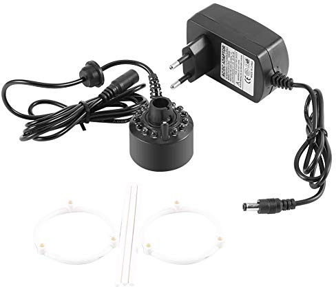 Mist Maker avec Adaptateur Secteur, 12LED Colorful Mist Maker pour Bassin de Fontaine d'eau avec Adaptateur Secteur, Accessoires de fontaines d'intérieur(EU 220V)