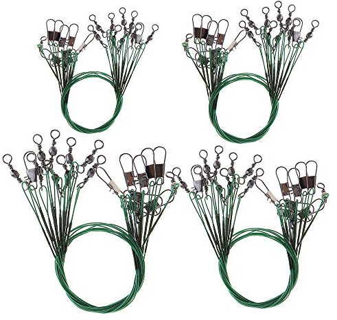 OriGlam 40pcs Fishing Wire Leaders - 30 LBS Test Heavy Duty Stainless Steel Fishing Line with Swivels and Snaps for Lures Rig Hooks