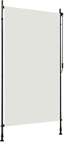 pedkit Außenrollo 120 x 270 cm Sichtschutz klemmmarkise Sichtschutz Balkon Balkonfächer Balkon Seitensichtschutz, Verstellbare Höhe der Pfosten, Creme