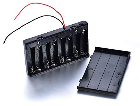 1 x geschlossene AA/AAA Batterie-Halter-Gehäuse in 5 Größen mit Abdeckung Ein-/Aus-Schalter Kunststoff Batterie-Aufbewahrungsbox mit Schalterdrähten (8 Kabel)