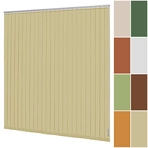 Lamellenvorhang Vertikaljalousie 89 mm Verdunkelungslamellen nach Maß für Bildschirmarbeitsplätze blickdicht verdunkelnd Schienenfarbe Weiß Silber (Breite 40-60 cm x Höhe 40-60 cm, Vanille)