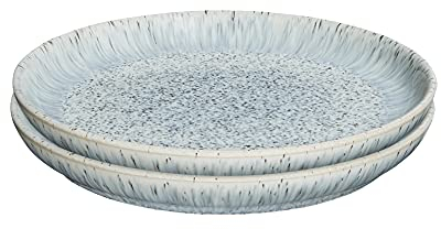 Denby - Halo Speckle Medium Plates Set of 2 - Grey, Neutral Patterned Coupe Dishwasher Microwave Safe Crockery 21cm - Glazed Ceramic Stoneware Tableware - Chip & Crack Resistant