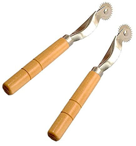 XLKJ 2 Piezas Rueda de Costura con Mango de Madera, Rueda de Trazado, Herramienta de Corte de Marcador de Puntada de Rueda de Costura Artesanal