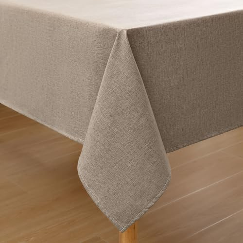 Homaxy Tovaglia effetto lino, lavabile, con effetto loto, rettangolare, 100 x 140 cm, impermeabile, biancheria da tavola, antimacchia, color lino