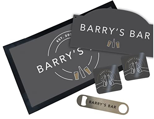 Home Bar Set Gastro Pub Modern Bar Personalised Design - Choose from Custom Made Bar Sign, Bar Mat, Coasters & More - Home Pub Gift Idea for Dad