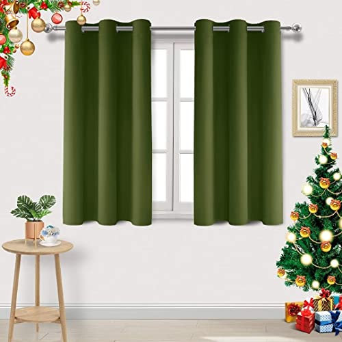 DWCN Blackout Curtains - Green Eyelet Bedroom & Living Room Curtains, Thermal 46 x 54 Inch, 2 Panels