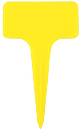 Buachois 20 Stück Kunststoff Pflanzenstecker, 10cm Baumform Blume Pflanzenschilder Topf Namen Tags Pflanzenetiketten Samen Pflanzstäbchen für Gewächshausgarten(Gelb)