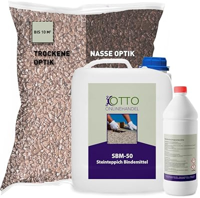 ST-EP Steinteppich Komplett-Set (Marrone Mogano) für ca. 10m² inkl. 2K Epoxidharz Bindemittel, natürlicher Steinboden, Marmorkies