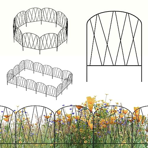 10 Pack Decorative Garden Fence 10.3 ft (L) x 15.9 in (H) Small Garden Fences Animal Barrier Arched Rustproof Garden Fence Border Rabbit Metal Flower Bed Fencing for Yard Patio Outdoor Landscape