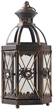 HEXEH Kerzenhalterhalter Dekorative Kerzenlaterne, Vintage Distressed Hängende Laterne, Metallkerzen for Innenhochzeiten im Freien Hochzeitsfeier Gartenpatio Bauernhaus Kandelaber