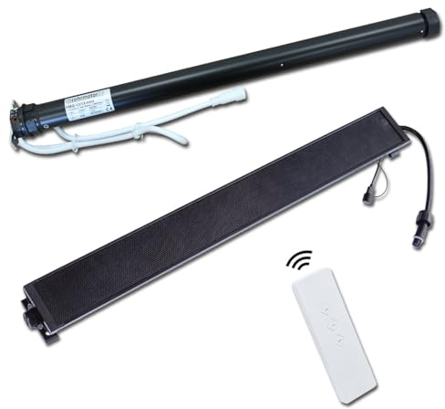 Solar Akku Rohrmotor Rollladenmotor Set 12V incl. Solarmodul, 1 Kanal Design Handsender und Motor Auswahl (13Nm Motor SW40)