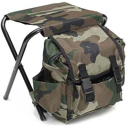 Natudeco 600D Oxford-Stoff-Rucksackstuhl, verstärktes Stahlrohr, große Speicherkapazität, Klapphocker, Leichter Rucksackstuhl für Angeln, Camping, Outdoor-Events