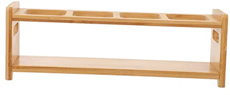 COLLBATH Küchengewürzregal Aus Holz Mit Mehrfachfächern - Stabiler Gewürz-Flaschen-Regal Für Aufbewahrung Flaschen Und Ordnung - Praktischer Küchenorganizer Zur Gewürzaufbewahrung