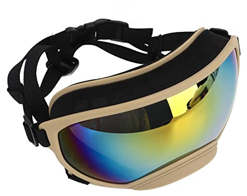 Hundesonnenbrille, Hundebrille, UV-Schutz, Windschutz, Staubschutz, Nebelschutz, Haustierbrille mit Verstellbarem Riemen für Reisen, Skifahren