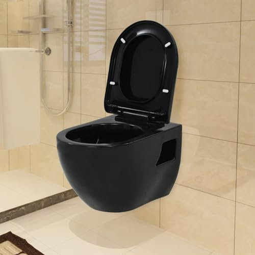 Juroupi WC Sospeso in Ceramica Nera,Articoli di ferramenta,Prodotti Idraulici,Articoli Idraulici,WC e Bidet,WC-143023