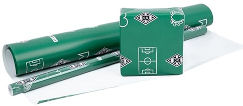 Borussia Mönchengladbach Geschenkpapier 2er Set | Offizieller Fanartikel Fohlenshop | Gladbach Fanartikel | Geschenkverpackung mit Vereinslogo & Borussia-Park-Motiv | Für Geburtstage & Weihnachten