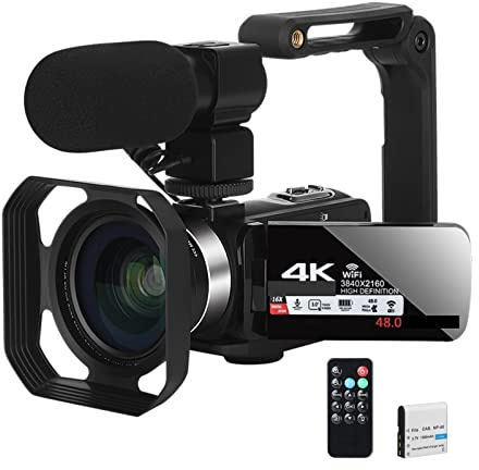 Registratore per videocamera Vlogging con videocam Videocamera Vlog digitale 4K for registrazione video Webcam in streaming videocamera portatile for esterni registratore fotografico 18X(128G SD Card,