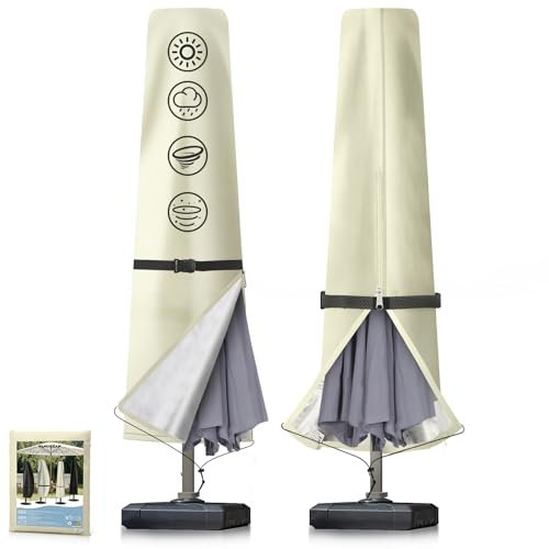 Wanocean Telo protettivo Funda Protectora para Sombrilla, 600D Oxford Impermeable Funda Protectora para Parasol de Ø 2 a 3m Sombrilla Funda para Sombrilla de Playa 190x30/40/50cm