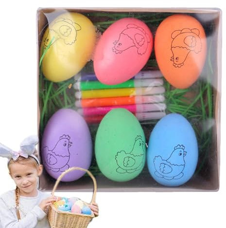 Renopfect Dipingere le uova di Pasqua, Kit per dipingere le uova di Pasqua,Kit per colorare le uova con tintura per arti e mestieri | Set da colorare con 6 uova di Pasqua per bambini, ragazzi e