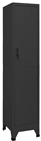 OHOOWOO Schließfachschrank Anthrazit 38x45x180 cm Stahl,Kleiderschrank mit abschließbarer Tür Anthrazit Stahl 180 cm hoch für Schule und Büro Aufbewahrungsschränke, Schließfächer